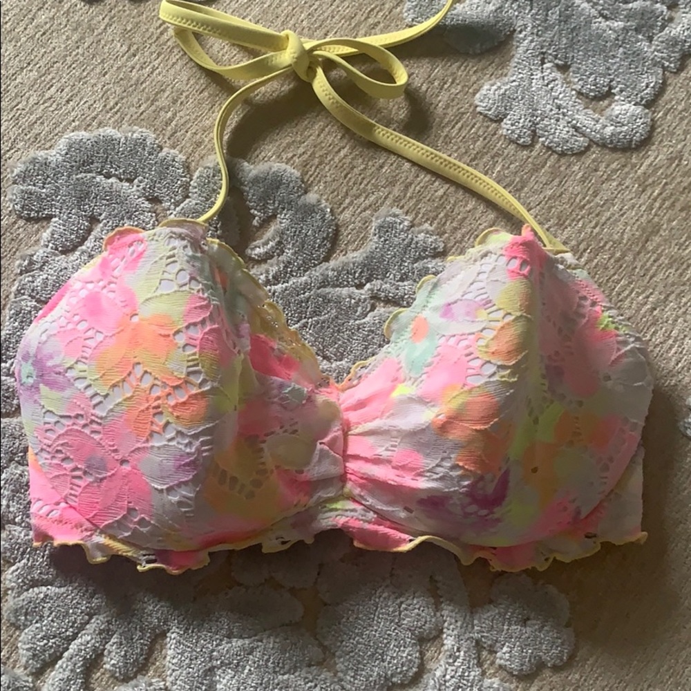 Victoria’s Secret floral lace bikini top, 34DD